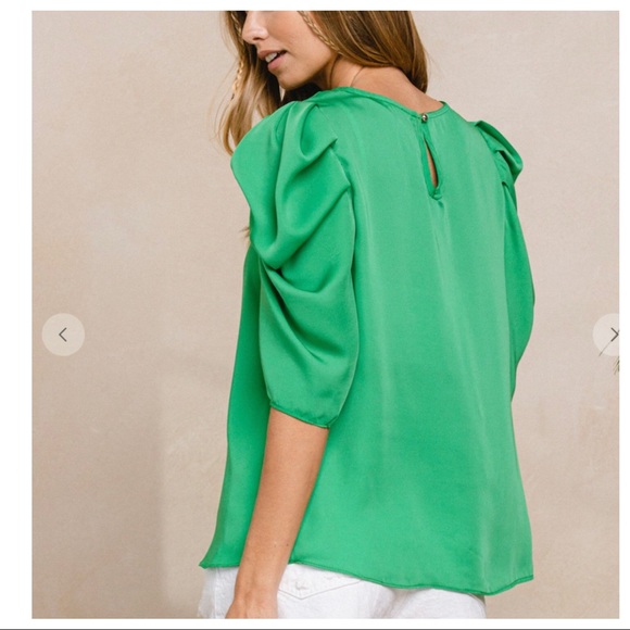 Boho Hottest color Trendy Half Puff Sleeve Chiffon Top - Picture 3 of 5